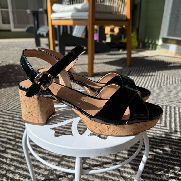 AEROSOLES Shoes - Aerosols Cosmos Crisscross Platform Sandal Black Faux Leather Women’s Size 10